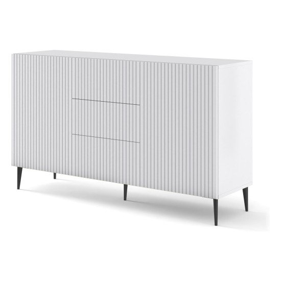 Комод RAVENNA B 150 см, 2 двери и 3 ящика, белый матовый, чёрные ножки Комод RAVENNA B 150 см, 2 двери и 3 ящика, белый матовый, чёрные ножки