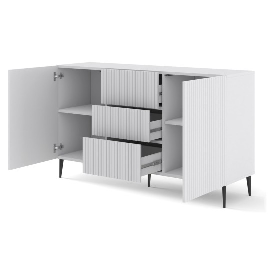 Комод RAVENNA B 150 см, 2 двери и 3 ящика, белый матовый, чёрные ножки Комод RAVENNA B 150 см, 2 двери и 3 ящика, белый матовый, чёрные ножки