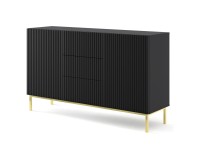 Комод RAVENNA B 150 см, 2 двери и 3 ящика, чёрный матовый, золотая рама Комод RAVENNA B 150 см, 2 двери и 3 ящика, чёрный матовый, золотая рама