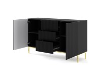 Комод RAVENNA B 150 см, 2 двери и 3 ящика, чёрный матовый, золотая рама Комод RAVENNA B 150 см, 2 двери и 3 ящика, чёрный матовый, золотая рама