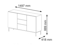Комод RAVENNA B 150 см, 2 двери и 3 ящика, чёрный матовый, золотая рама Комод RAVENNA B 150 см, 2 двери и 3 ящика, чёрный матовый, золотая рама