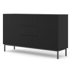 Chest of drawers RAVENNA B 150 cm, 2 doors and 3 drawers, black mat, black frame