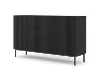 Chest of drawers RAVENNA B 150 cm, 2 doors and 3 drawers, black mat, black frame Chest of drawers RAVENNA B 150 cm, 2 doors and 3 drawers, black mat, black frame