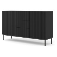 Chest of drawers RAVENNA B 150 cm, 2 doors and 3 drawers, black mat, black frame