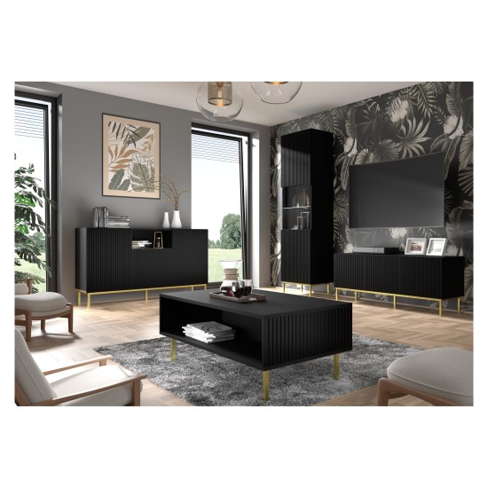Комод RAVENNA B 150 см, 2 двери и 3 ящика, чёрный матовый, чёрная рама Комод RAVENNA B 150 см, 2 двери и 3 ящика, чёрный матовый, чёрная рама