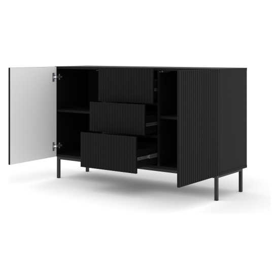 Комод RAVENNA B 150 см, 2 двери и 3 ящика, чёрный матовый, чёрная рама Комод RAVENNA B 150 см, 2 двери и 3 ящика, чёрный матовый, чёрная рама