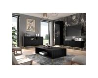 Комод RAVENNA B 150 см, 2 двери и 3 ящика, чёрный матовый, золотые ножки Комод RAVENNA B 150 см, 2 двери и 3 ящика, чёрный матовый, золотые ножки