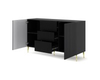 Комод RAVENNA B 150 см, 2 двери и 3 ящика, чёрный матовый, золотые ножки Комод RAVENNA B 150 см, 2 двери и 3 ящика, чёрный матовый, золотые ножки