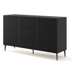 Chest of drawers RAVENNA B 150 cm, 2 doors and 3 drawers, black mat, black legs