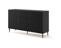 Chest of drawers RAVENNA B 150 cm, 2 doors and 3 drawers, black mat, black legs