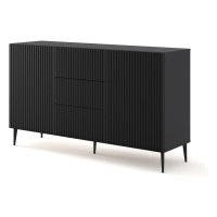 Chest of drawers RAVENNA B 150 cm, 2 doors and 3 drawers, black mat, black legs
