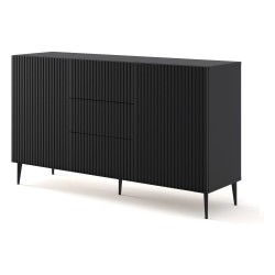 Chest of drawers RAVENNA B 150 cm, 2 doors and 3 drawers, black mat, black legs