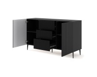 Chest of drawers RAVENNA B 150 cm, 2 doors and 3 drawers, black mat, black legs