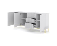 Chest of drawers RAVENNA B 200 cm, 3 doors and 3 drawers, white mat, gold frame