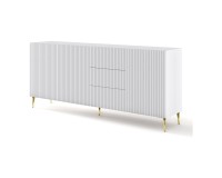 Chest of drawers RAVENNA B 200 cm, 3 doors and 3 drawers, white mat, gold legs Chest of drawers RAVENNA B 200 cm, 3 doors and 3 drawers, white mat, gold legs