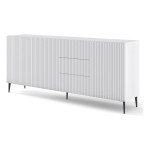 Chest of drawers RAVENNA B 200 cm, 3 doors and 3 drawers, white mat, black legs