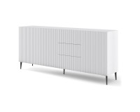 Chest of drawers RAVENNA B 200 cm, 3 doors and 3 drawers, white mat, black legs Chest of drawers RAVENNA B 200 cm, 3 doors and 3 drawers, white mat, black legs