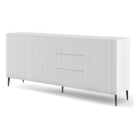 Chest of drawers RAVENNA B 200 cm, 3 doors and 3 drawers, white mat, black legs