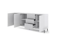 Chest of drawers RAVENNA B 200 cm, 3 doors and 3 drawers, white mat, black legs Chest of drawers RAVENNA B 200 cm, 3 doors and 3 drawers, white mat, black legs
