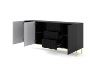 Chest of drawers RAVENNA B 200 cm, 3 doors and 3 drawers, black mat, gold frame Chest of drawers RAVENNA B 200 cm, 3 doors and 3 drawers, black mat, gold frame