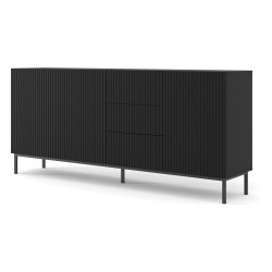 Chest of drawers RAVENNA B 200 cm, 3 doors and 3 drawers, black mat, black frame