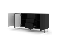 Chest of drawers RAVENNA B 200 cm, 3 doors and 3 drawers, black mat, black frame Chest of drawers RAVENNA B 200 cm, 3 doors and 3 drawers, black mat, black frame