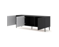 Тумба ТВ RAVENNA B 150 см, 3 двери, чёрный матовый, чёрные ножки