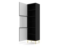 Витрина RAVENNA B 60 см, 1 дверь и 1 ящик, чёрный матовый, золотая рама
