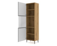 Витрина RAVENNA B 60 см, 1 дверь и 1 ящик, дуб артисан с фасадом чёрным матовым, золотая рама