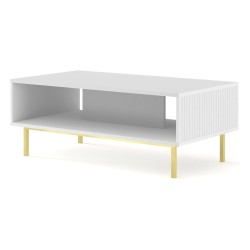 Coffee table RAVENNA B 90 cm, white mat, gold frame