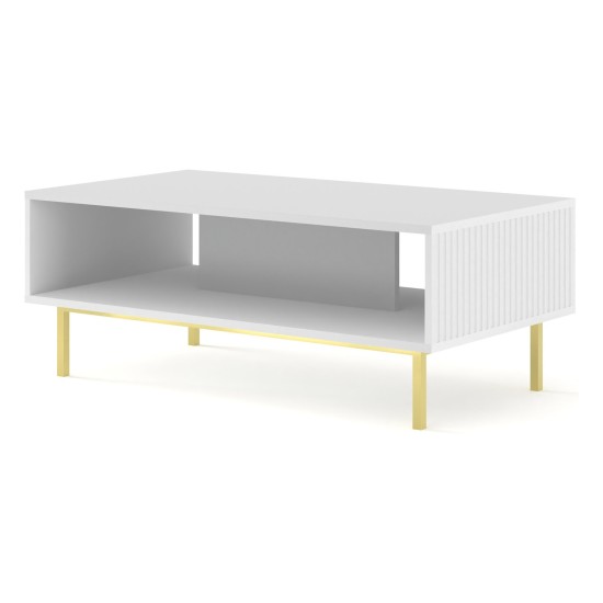 Coffee table RAVENNA B 90 cm, white mat, gold frame Coffee table RAVENNA B 90 cm, white mat, gold frame