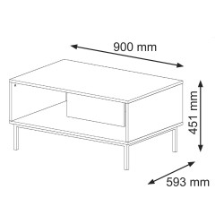 Coffee table RAVENNA B 90 cm, white mat, gold frame