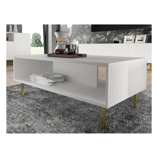 Coffee table RAVENNA B 90 cm, white mat, gold frame Coffee table RAVENNA B 90 cm, white mat, gold frame