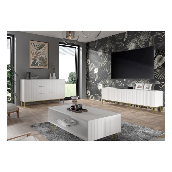 Coffee table RAVENNA B 90 cm, white mat, gold frame Coffee table RAVENNA B 90 cm, white mat, gold frame