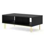 Coffee table RAVENNA B 90 cm, black mat, gold frame