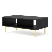 Coffee table RAVENNA B 90 cm, black mat, gold frame