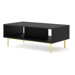 Coffee table RAVENNA B 90 cm, black mat, gold frame