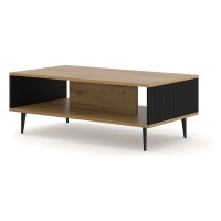 Coffee table RAVENNA B 90 cm, artisan oak with black mat front, gold frame