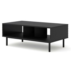 RAVENNA C coffee table 90 cm, black mat with black gloss fronts, black frame