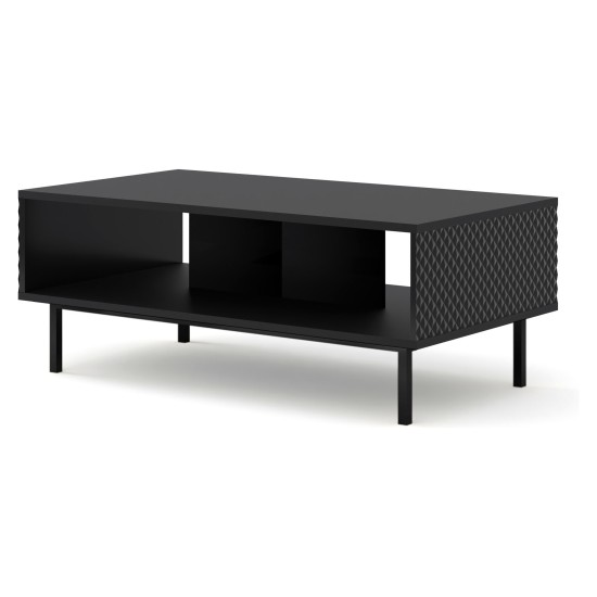 RAVENNA C coffee table 90 cm, black mat with black gloss fronts, black frame