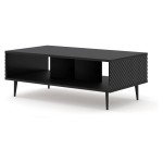 RAVENNA C coffee table 90 cm, black mat with black gloss fronts, black legs