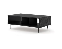 RAVENNA C coffee table 90 cm, black mat with black gloss fronts, black legs