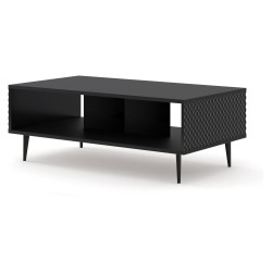 RAVENNA C coffee table 90 cm, black mat with black gloss fronts, black legs