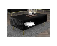 RAVENNA C coffee table 90 cm, black mat with black gloss fronts, black legs