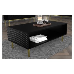 RAVENNA C coffee table 90 cm, black mat with black gloss fronts, black legs