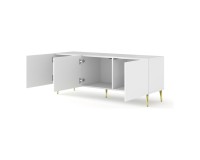 TV unit RAVENNA C 150 cm, 3 doors, white mat with white gloss front, gold frame