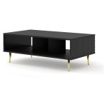 RAVENNA C coffee table 90 cm, black mat with black gloss fronts, gold legs