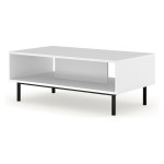 RAVENNA C coffee table 90 cm, white mat with white gloss fronts, black frame