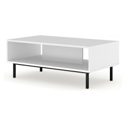 RAVENNA C coffee table 90 cm, white mat with white gloss fronts, black frame