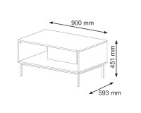 RAVENNA C coffee table 90 cm, white mat with white gloss fronts, black frame RAVENNA C coffee table 90 cm, white mat with white gloss fronts, black frame